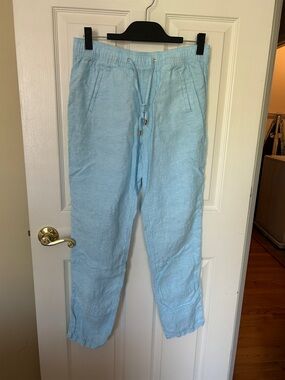 Lilly Pulitzer Light Blue Straight-Leg Taron Linen Pants